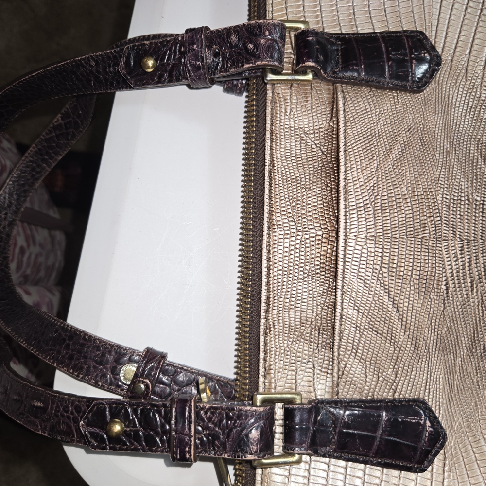 Brahmin Metallic and Dark Brown Tote Bag - Picture 12 of 16